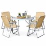 5-teiliges Campingmöbel-Set mit Alu-Tisch und vier Klappstühlen in Beige.
