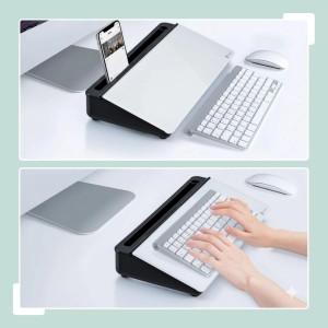 Relaxdays Schreibtisch Organizer Kunststoff Glas Schwarz mit Whiteboard 5,5 cm x 40 cm x 18 cm 1,2 kg