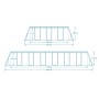 Skizze: Bestway Stahlrahmenpool-Set Power Steel, rechteckig, 732x366x132cm und 472x366x122cm, mit Maßangaben.