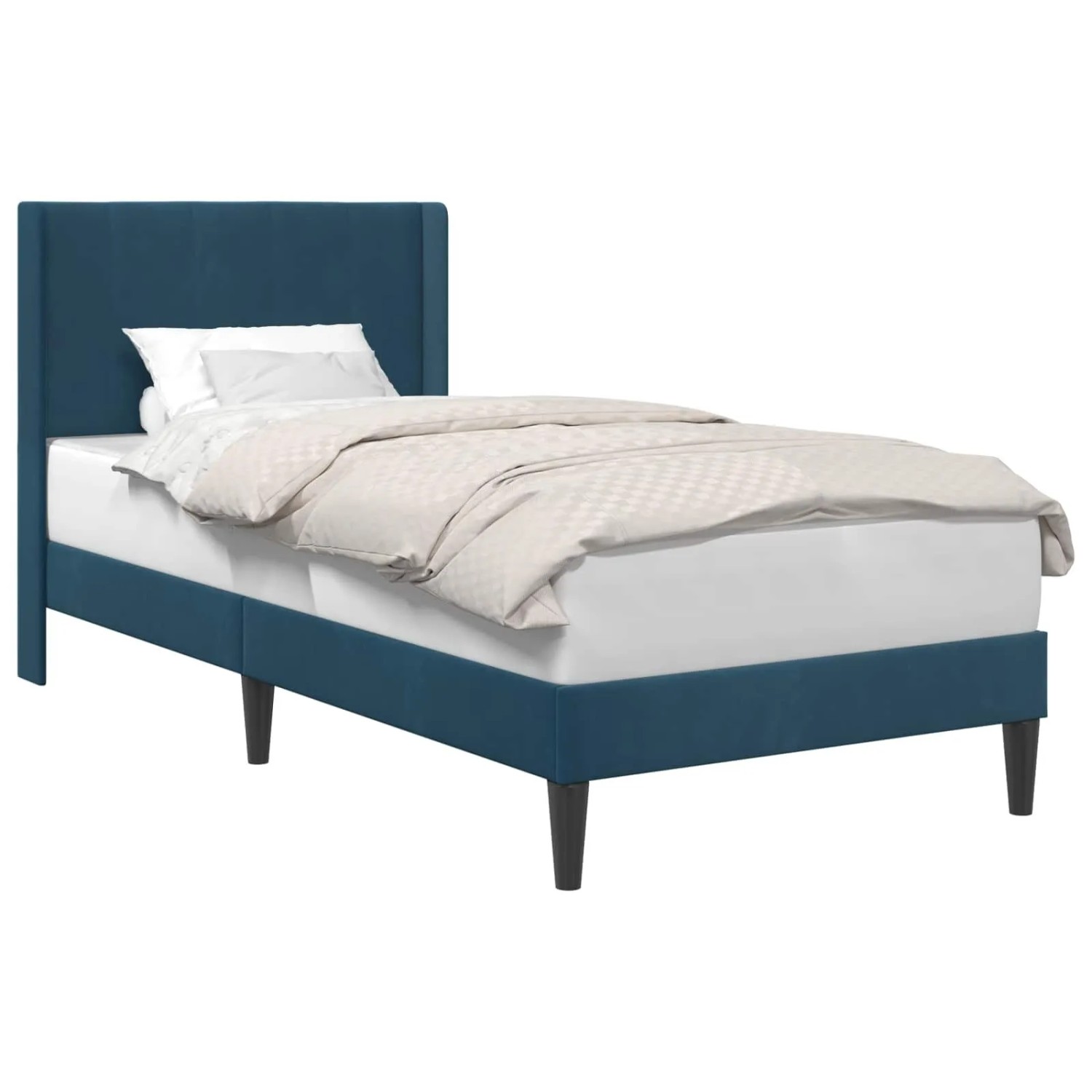 vidaXL Bettrahmen mit Kopfteil Blau 100 x 200 cm Samt 42027490
