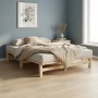 Homestyle4u Palettenbett 140x200 cm aus hellem Kiefernholz mit Lattenrost. Modernes Doppelbett im Schlafzimmer.