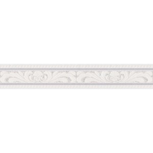 Bricoflor Bordüre mit Barock Ornament in Weiß/Grau für Wand, Papierbordüre.