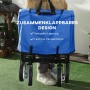Blauer Outsunny Bollerwagen, faltbar, mit 360-Grad-Rädern, ideal für Camping.