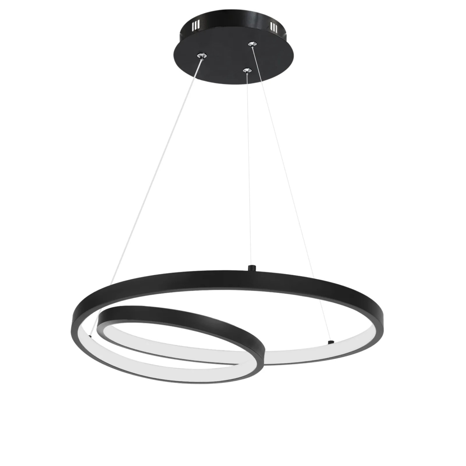 NETTLIFE LED-Pendelleuchte Schwarzes Aluminium 40 CM Durchmesser 150 CM Dimmbares Design Moderne Esstischlampe mit Fernbedienung