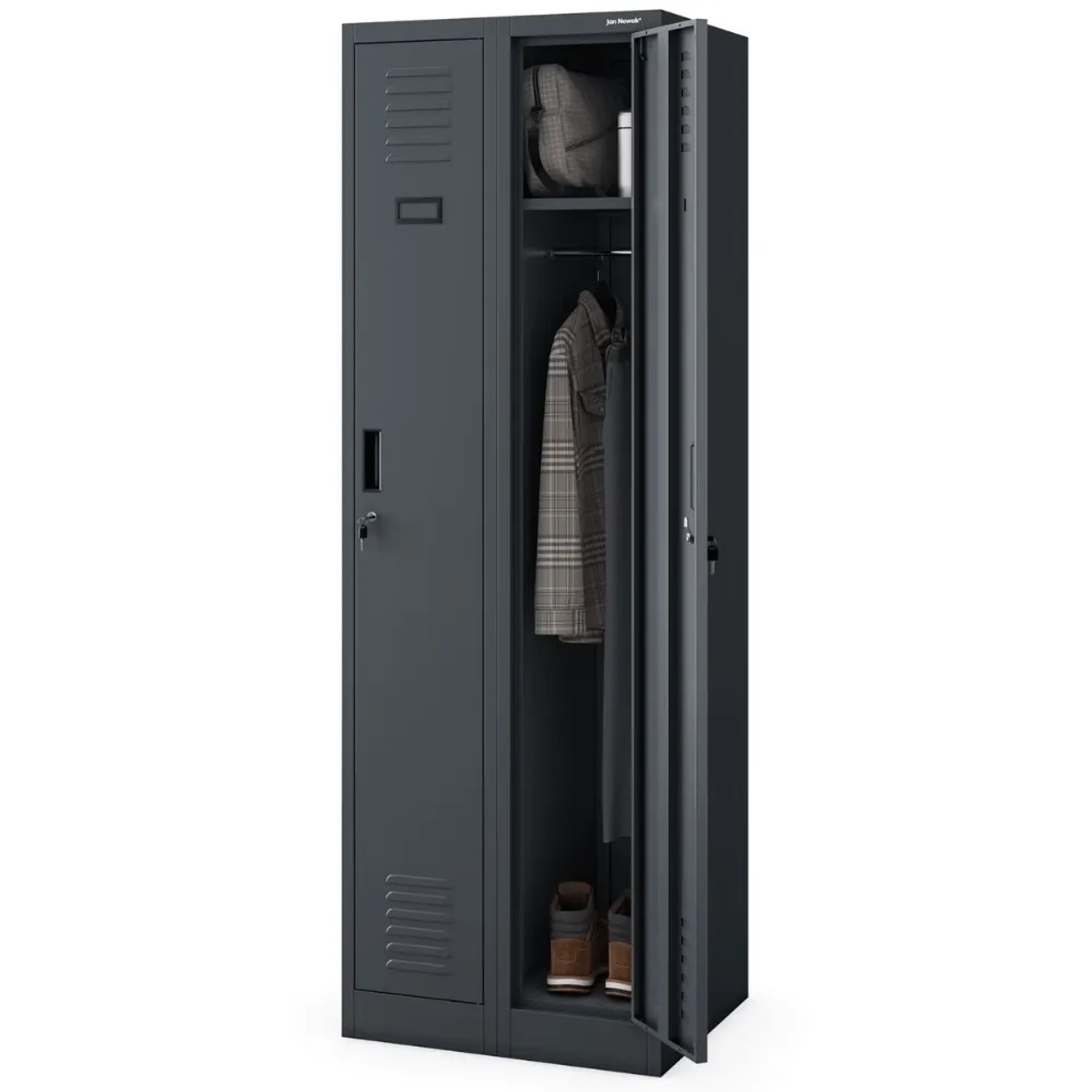 JAN NOWAK Umkleideschrank Spind KACPER 2 Abteile 180 x 60 x 50 cm Anthrazit
