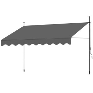 Tectake Klemmmarkise Mit Handkurbel  Ohne Bohren  Uv Beständig Höhenverstellbar 211   304 cm 350 x 180 cm 180 x 350 x 304 cm Schwarz Grau