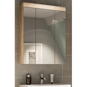 Inn.Furn Spiegelschrank Mambo, Sonoma Eiche, 60 cm, 3-türig. Badmöbel zur Wandmontage.