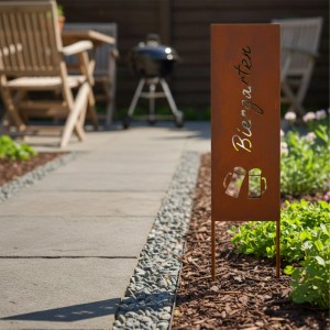 Relaxdays Gartenstecker Eisen Rostbraun Wetterfest 115 cm x 28 cm