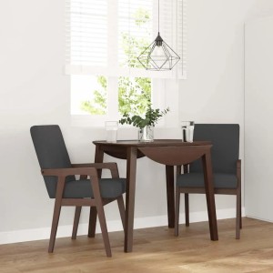 Braune vidaXL Esszimmerstühle mit Kissen, 2er-Set, aus Massivholz Gummibaum.