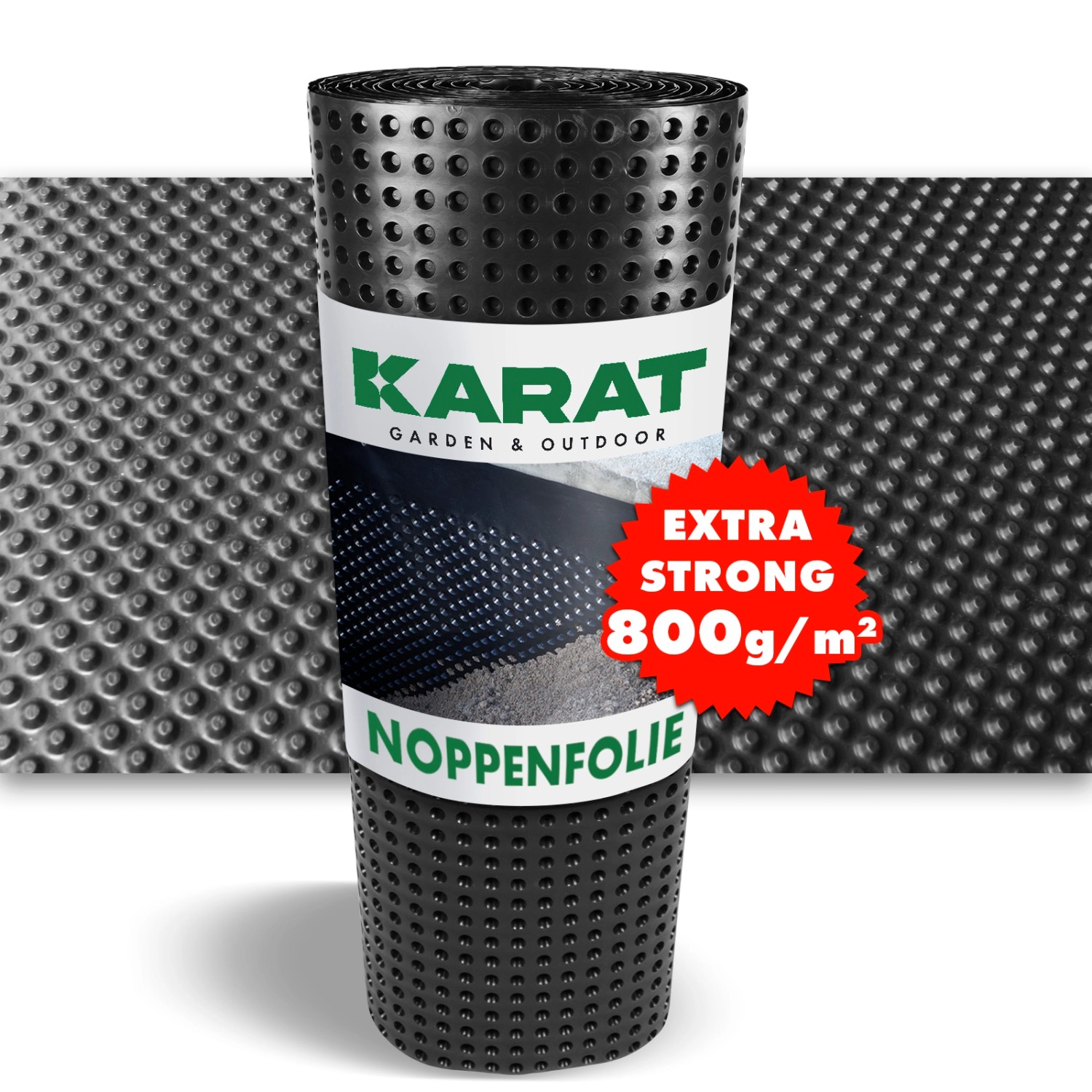 KARAT Noppenfolie Robuster Schutz für Garten und Bau Schwarz 50 x 1000 cm günstig online kaufen