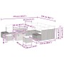vidaXL Gartenmöbel-Set, 12-teilig, schwarz, Poly Rattan, mit Sofa, Sesseln, Hockern und Tisch. Abmessungen siehe Bild.