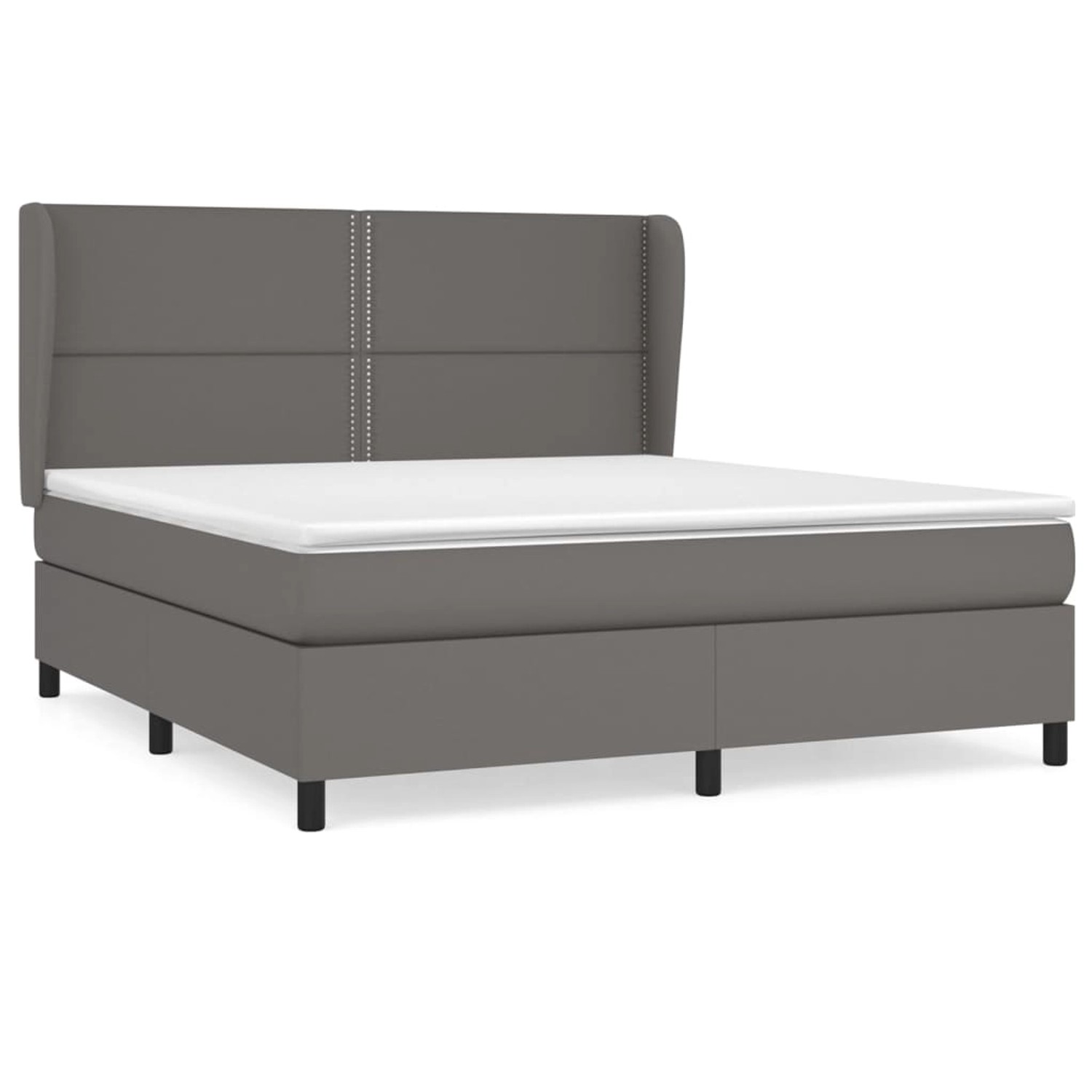 vidaXL Boxspringbett mit Matratze Grau 160x200 cm Kunstleder1466690 günstig online kaufen