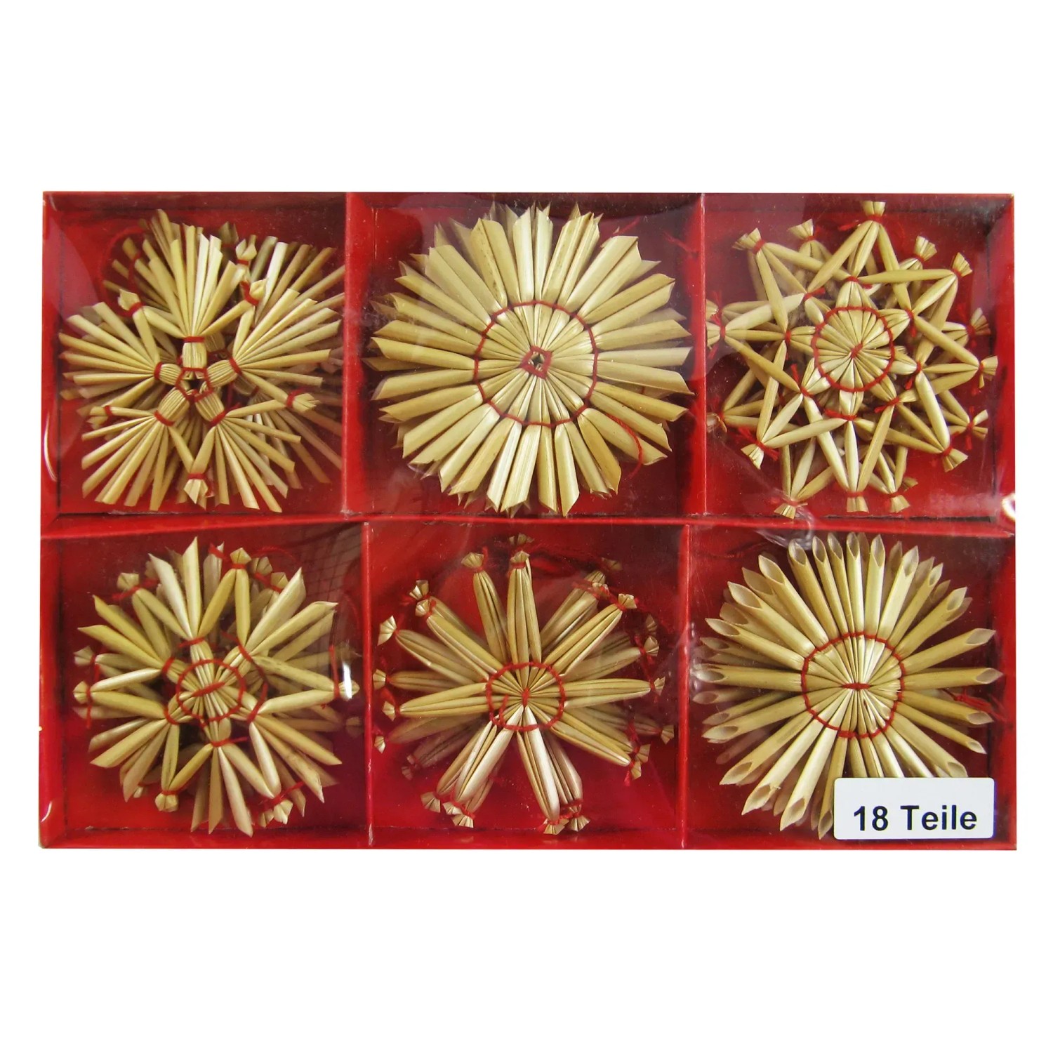 Weihnachts-Deko Strohsterne zum Hängen 6 cm Natur 18 Stück