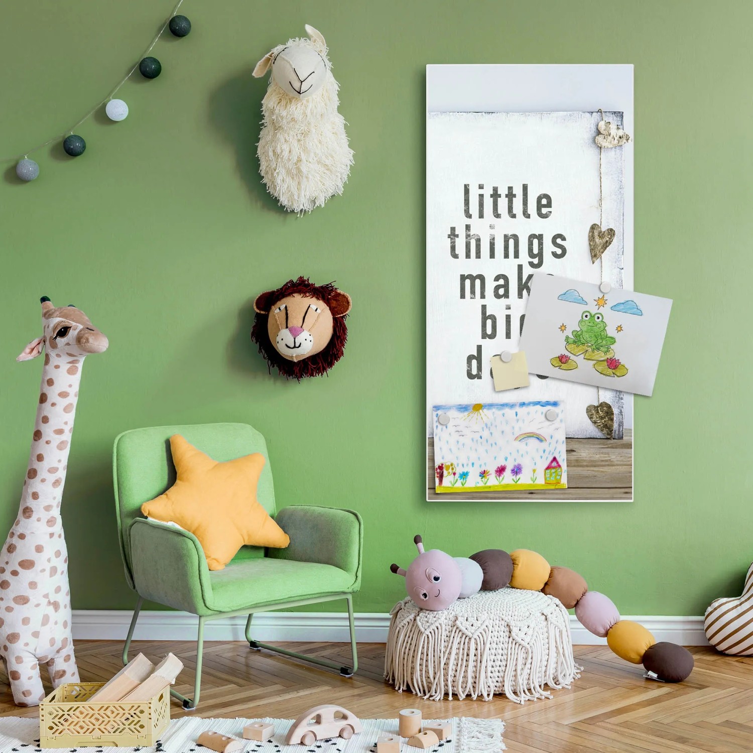 Banjado® Magnettafel 30 X 75 Cm – Magnetwand Aus Metall Mit Motiv Weihnachtskranz, Inkl. 4 Magnete & Montageset (für Küche, Büro, Kinderzimmer)