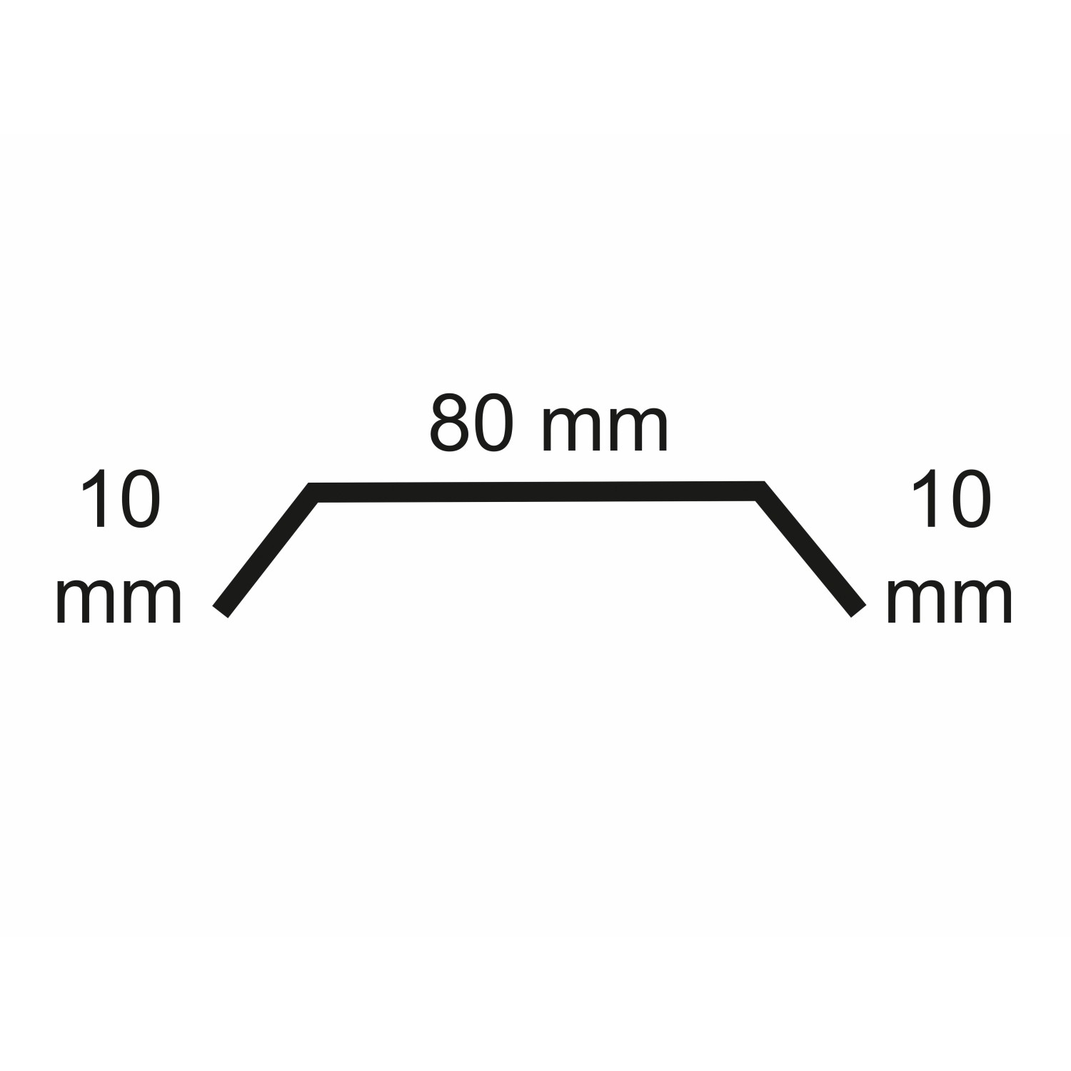 Sarei Flachprofil 10/80/10 HG10: Schemazeichnung mit Maßen für Dachblech.