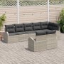 Hellgraues 8-teiliges Garten-Sofa-Set aus Polyrattan mit grauen Kissen von vidaXL.
