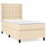 Cremefarbenes vidaXL Boxspringbett 90x200 cm mit Stoffbezug und Matratze.