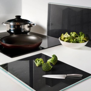 Tulup Herdabdeckplatte SET aus 2 Stück 40x52 cm Schneidebrett aus Glas Küchenutensilien Spritzschutz Anschlagtafel