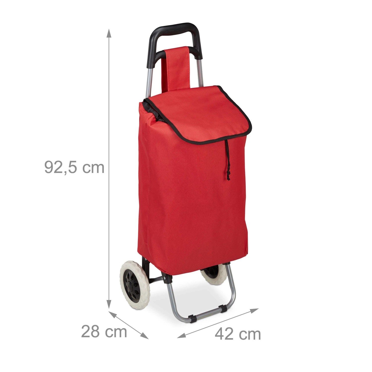 Relaxdays Einkaufstrolley Polyester Rot Klappbar 92,5 x 42 x 28 cm 1,4 kg_4
