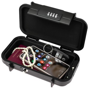 HMF 318-02 Tragbarer Safe Zahlenschloss Wasserdichter Mini Tresor Drahtseil 23 x 14 x 6 cm