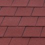 Nahaufnahme: Rote Dachschindeln für Wallgau Carport, Satteldach, Nussbaum Optik.