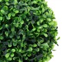Zwei künstliche Buchsbäume in Kugelform, grün, 32 cm hoch, im Topf. Dekorative Kunstpflanzen für Innen und Außen.