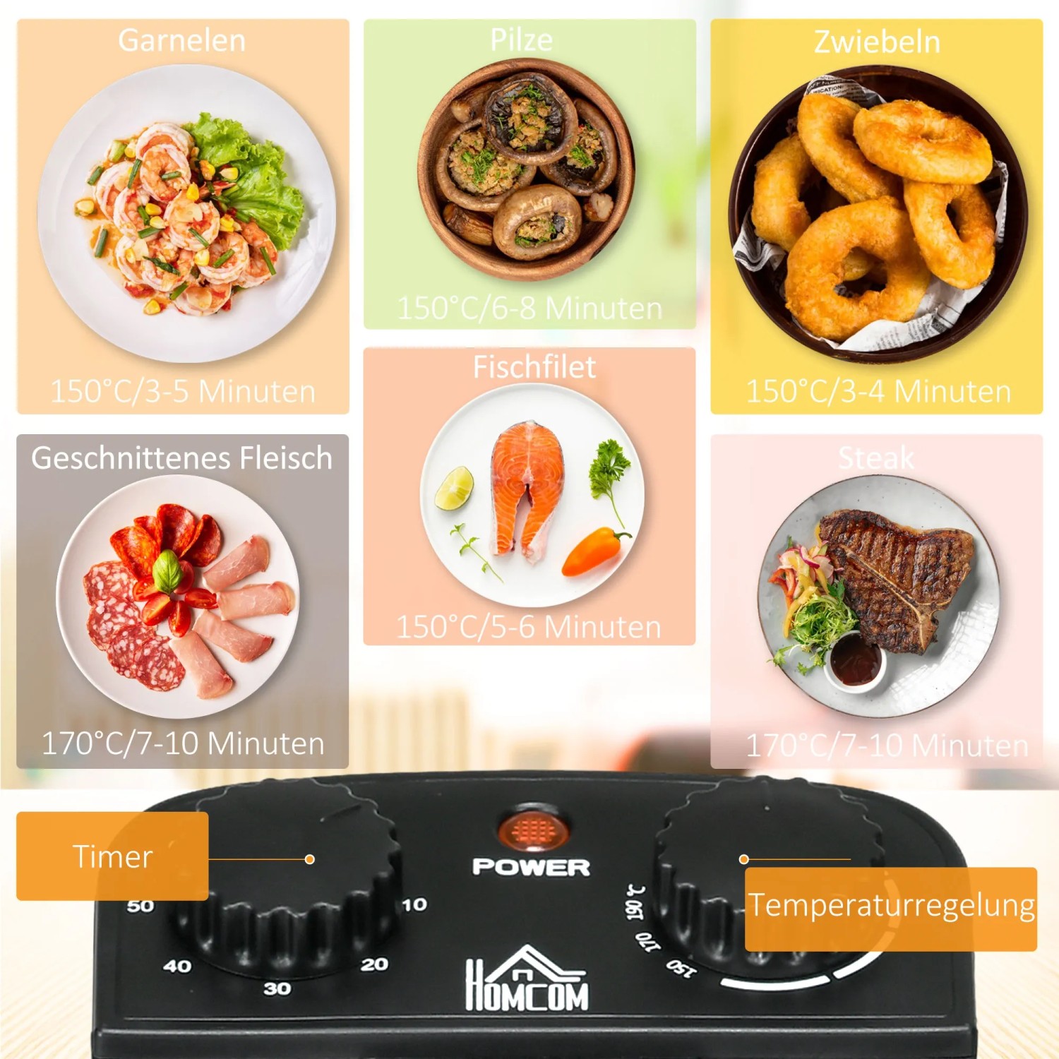 HOMCOM Fritteuse aus Edelstahl, 3L, mit Timer und Temperaturregler für Küche.