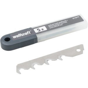 wolfcraft Haken-Abbrechklingen, 5 Stück im Set, für Messer. Ersatzklingen in Aufbewahrungsbox.