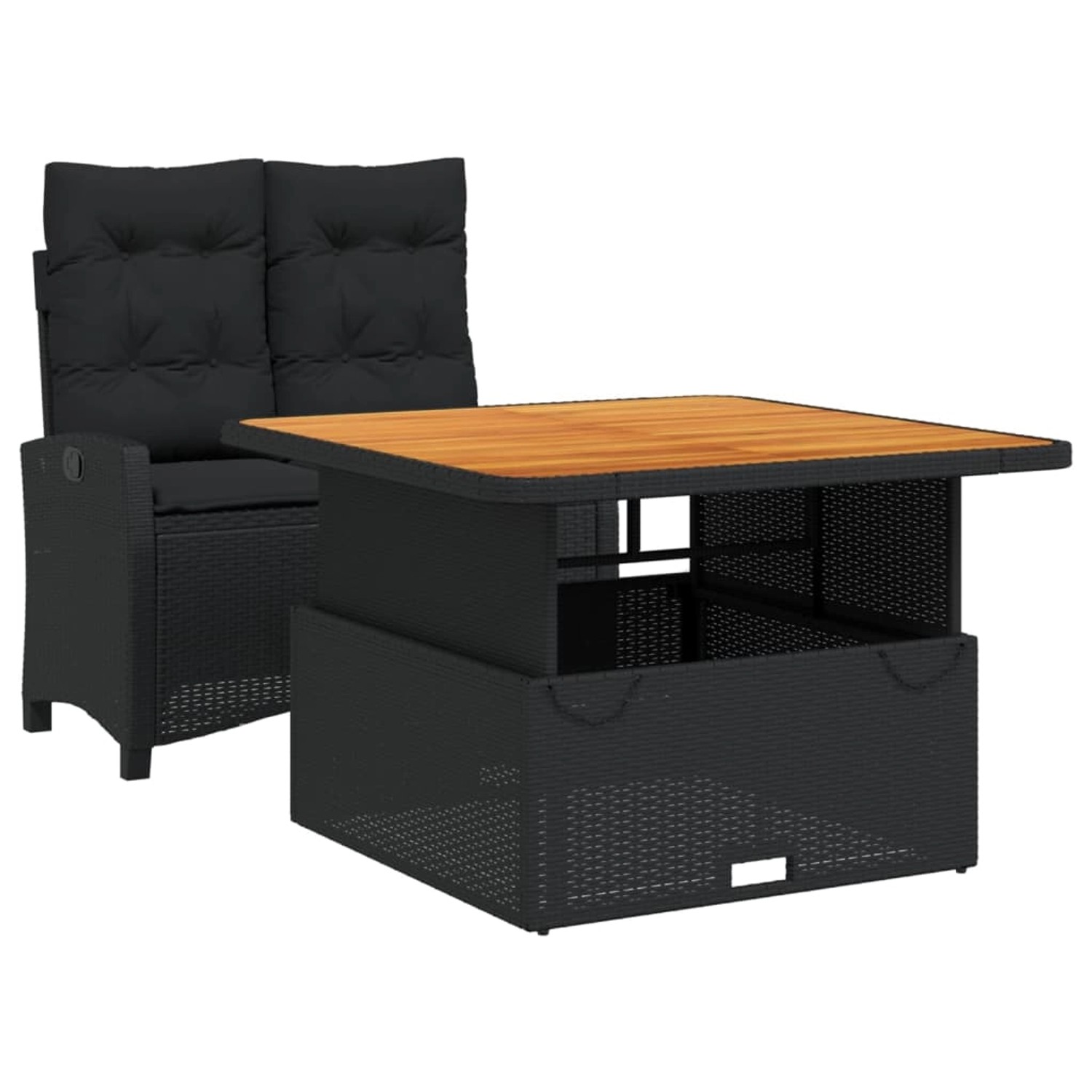 vidaXL 2-Tlg Garten-Essgruppe mit Kissen Schwarz Poly Rattan 3277391 günstig online kaufen