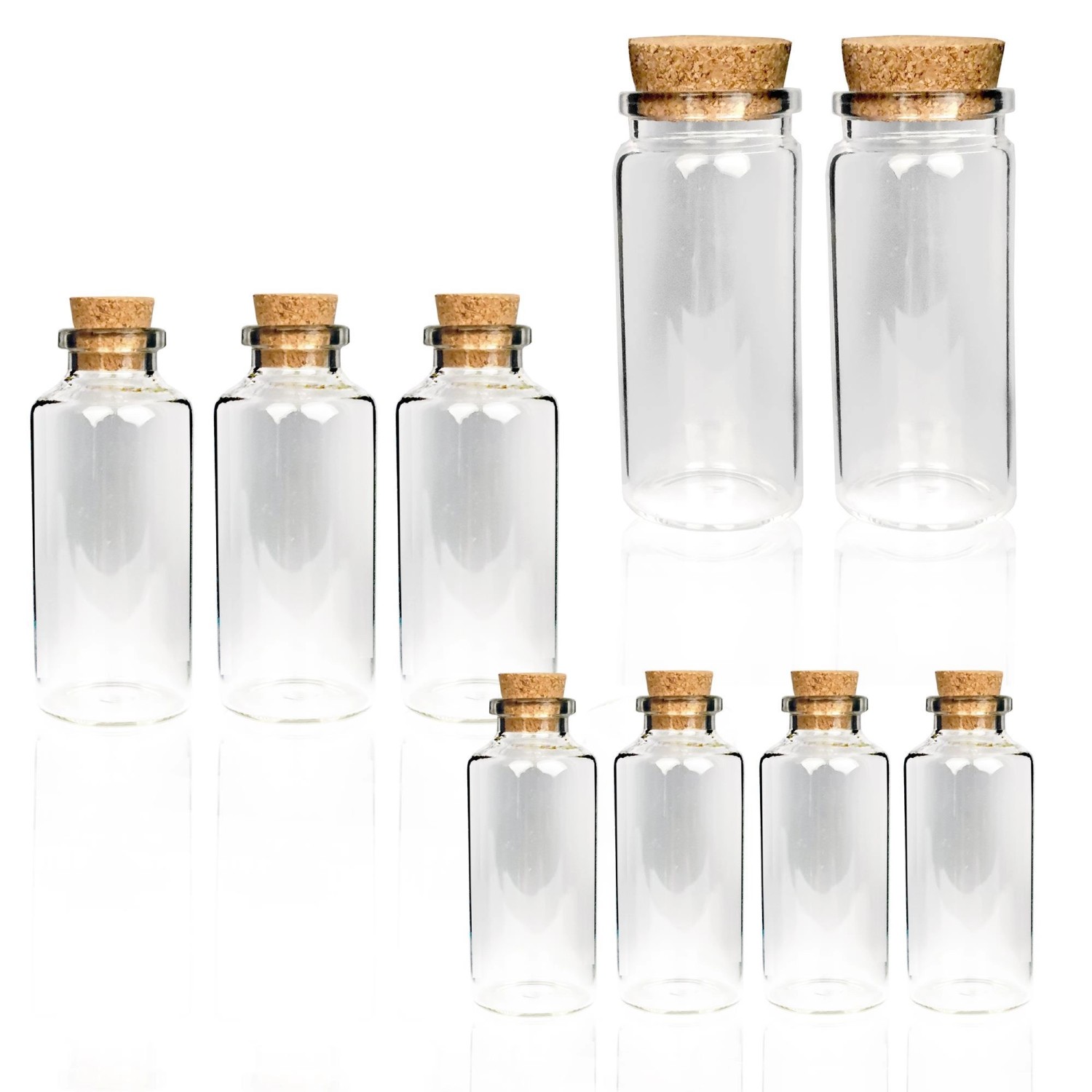 Bestlivings Fläschchen Glas mit Korken 24er Pack Mix 4 x 50 ml & 8 x 10 ml & 12 x 30 ml