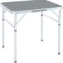 Campingtisch Calimesa mit grau melierter Tischplatte und Aluminiumgestell.