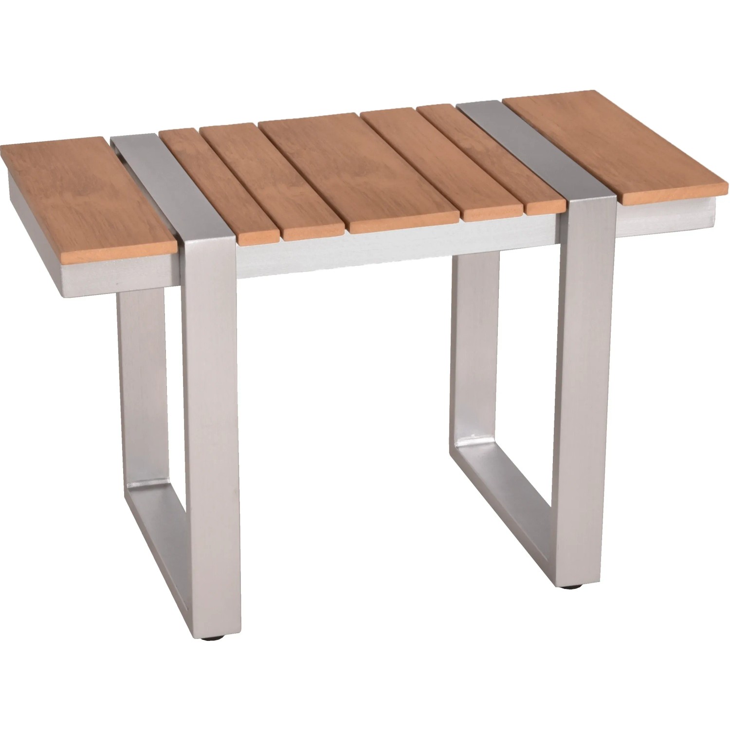 Garden Pleasure Bank Aurea, Teil der Lounge-Eckgruppe, grau-braun, mit Aluminiumgestell und Holzoptik-Sitzfläche.