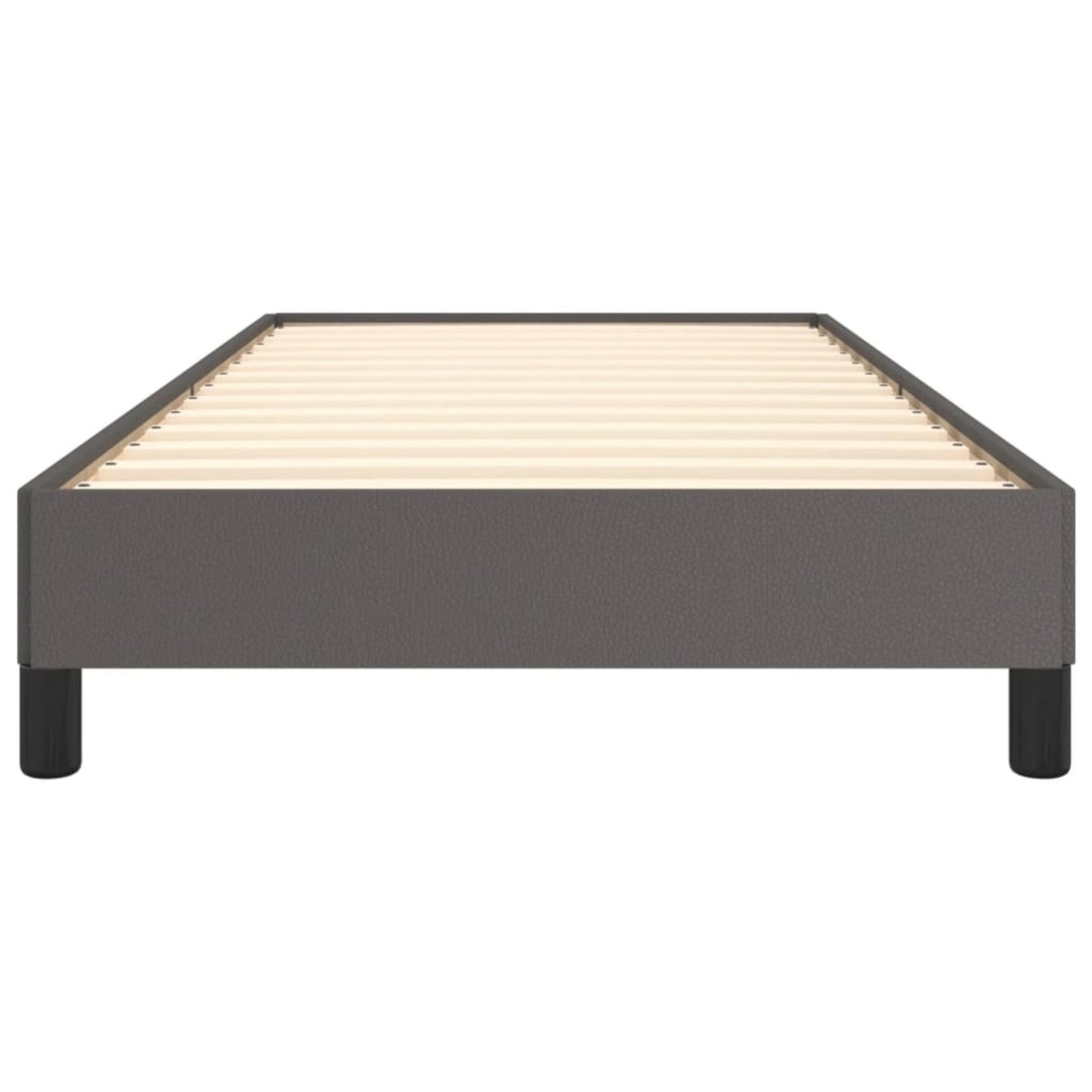 Graues vidaXL Bettgestell (90x190 cm) mit Lattenrost und Kunstlederbezug.