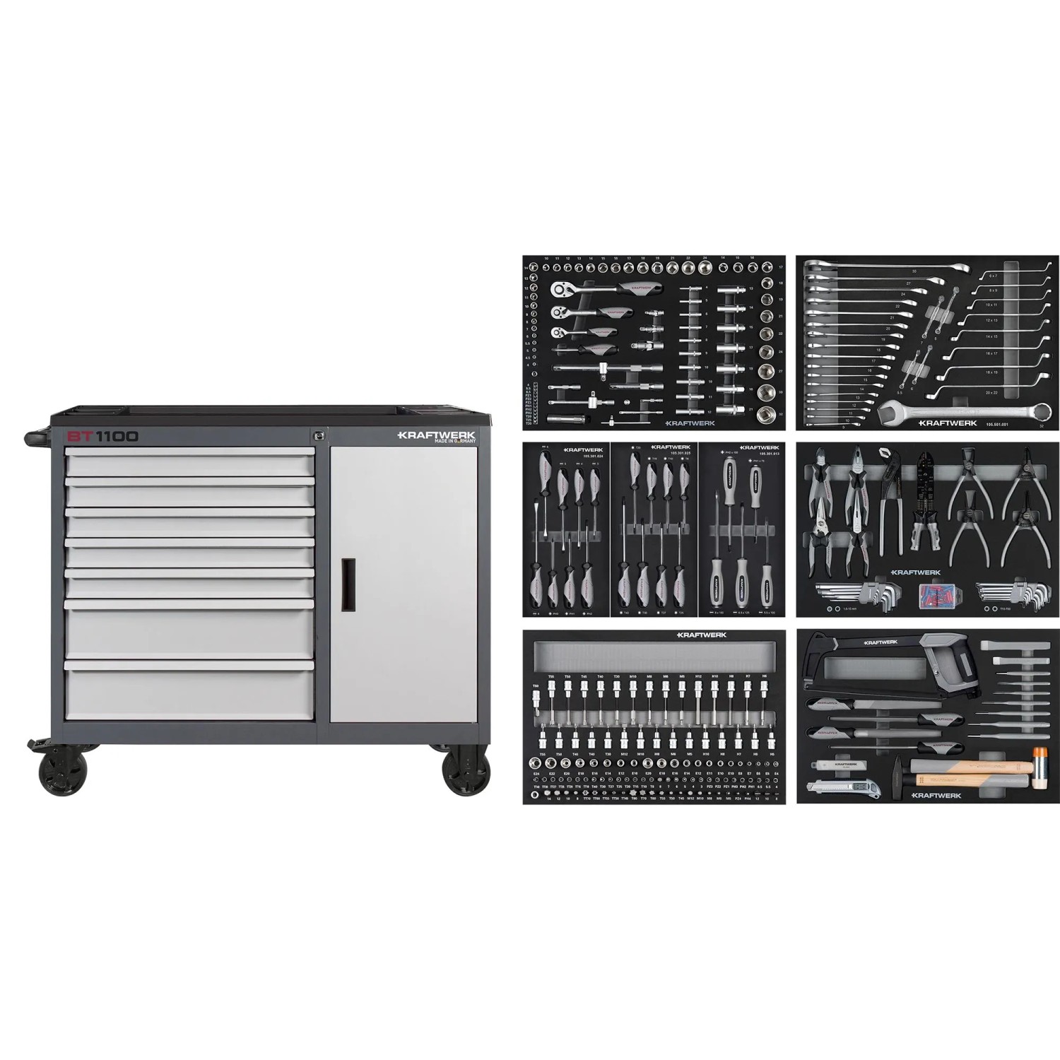 Kraftwerk Werkstattwagen BT1100 WW 7 Schubl. 300-tlg. Grau-Silber