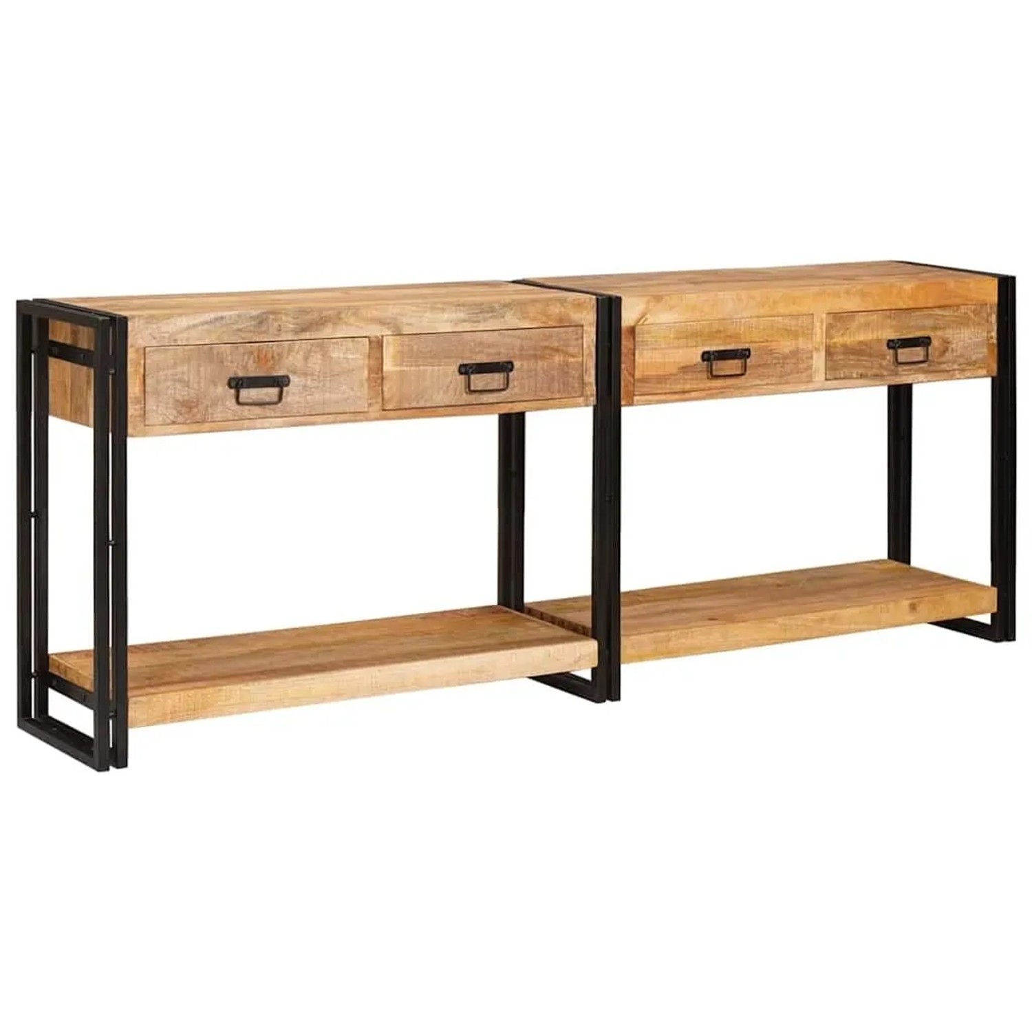 vidaXL Konsolen-Tische 2 Stk Braun 200 x 33 x 75 cm Massivholz Mango 3324226