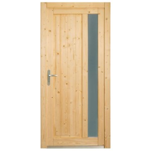Nebeneingangstür Panto NET 511 Natur, Holz mit Glaseinsatz und Türgriff.