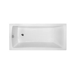 Weiße rechteckige Acryl-Badewanne OPTIMA 160x70 mit Ablauf und Füßen. Modernes Design für Ihr Badezimmer.