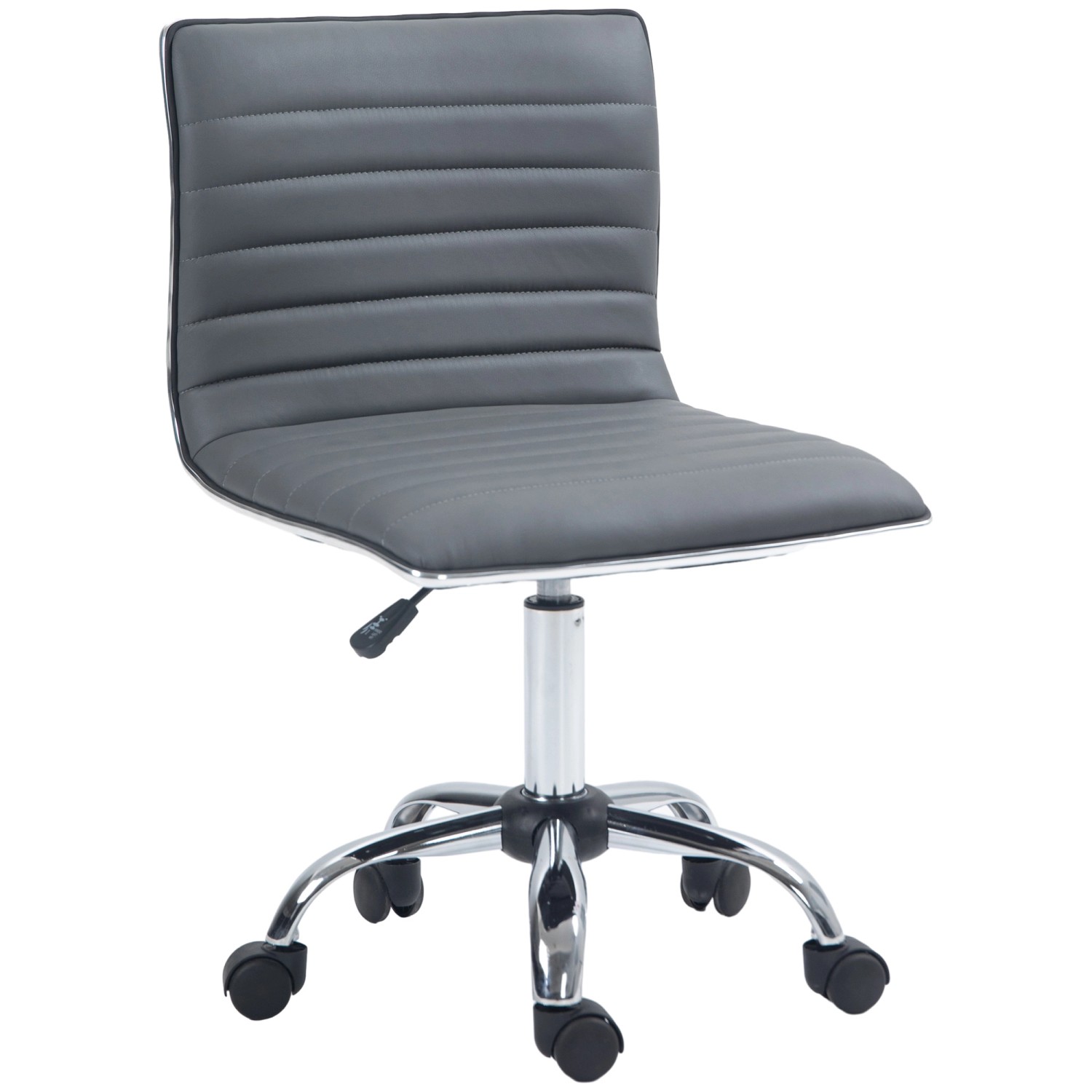 HOMCOM Bürostuhl Stahl Kunstleder Dunkelgrau L48 x B52 x H78-90 cm