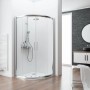 Schulte Runddusche II 100x100x185 cm mit Kristallglas und Aluminiumprofilen im Badezimmer.