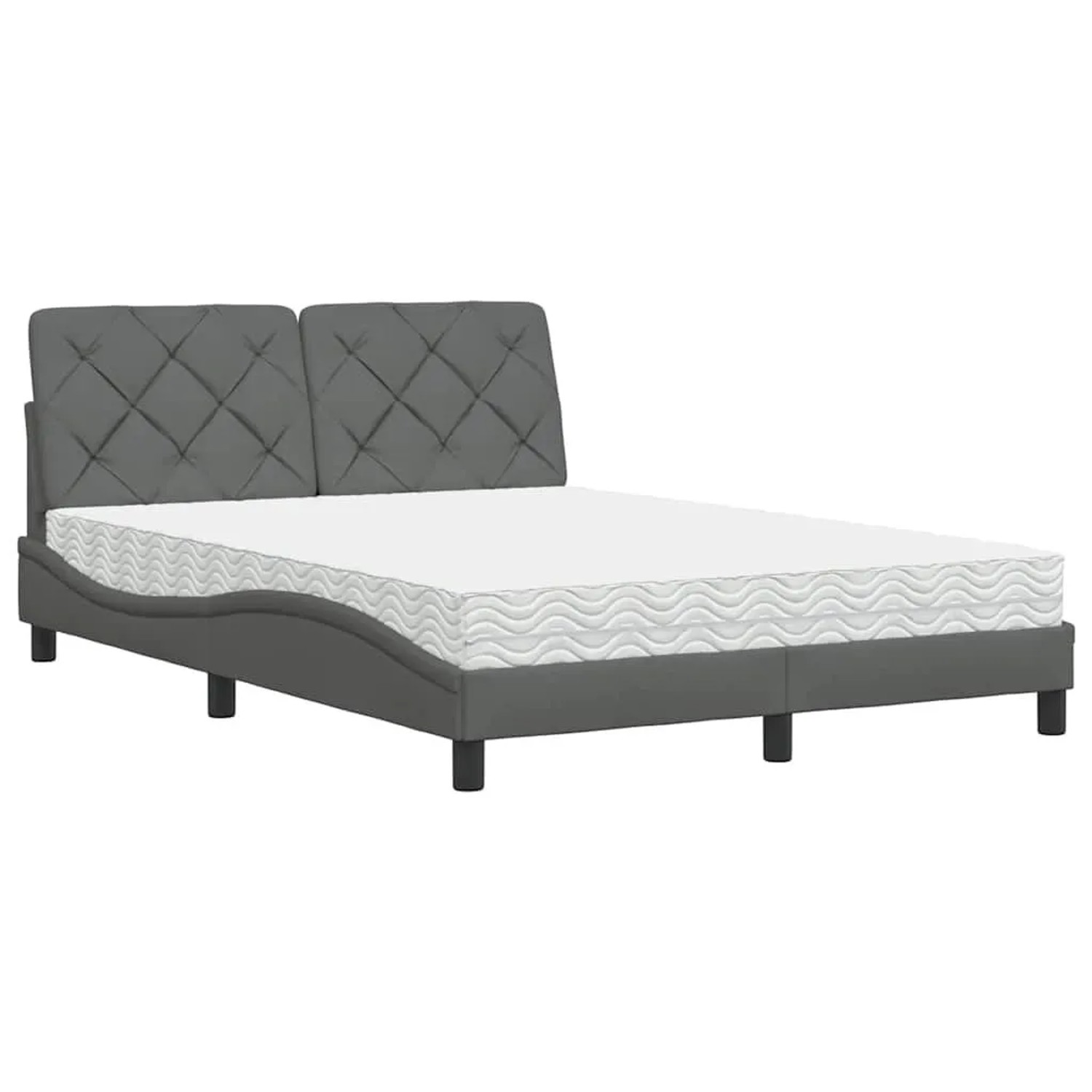 vidaXL Bett mit Matratze Dunkelgrau 140x200 cm Stoff 3310742