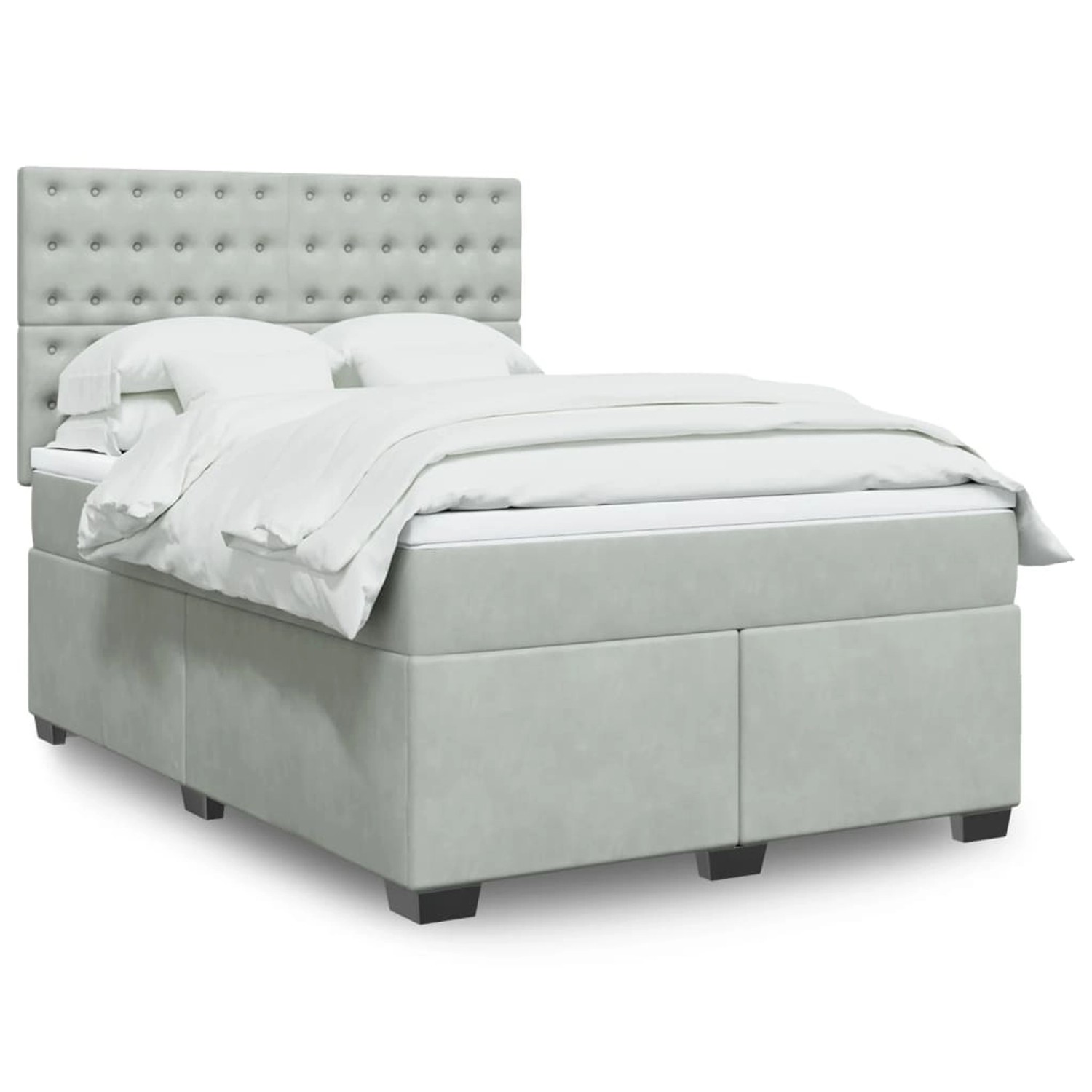 vidaXL Boxspringbett mit Matratze Hellgrau 160x200 cm Samt 3293266 günstig online kaufen