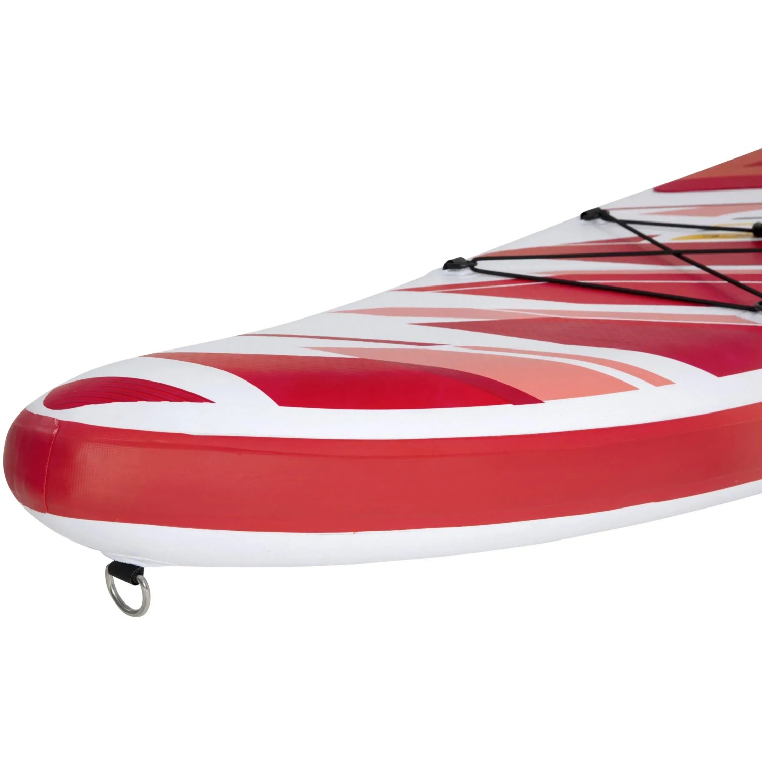 Detailaufnahme: Rotes Bestway SUP Board (Fast Touring) mit Gepäcknetz und D-Ring.