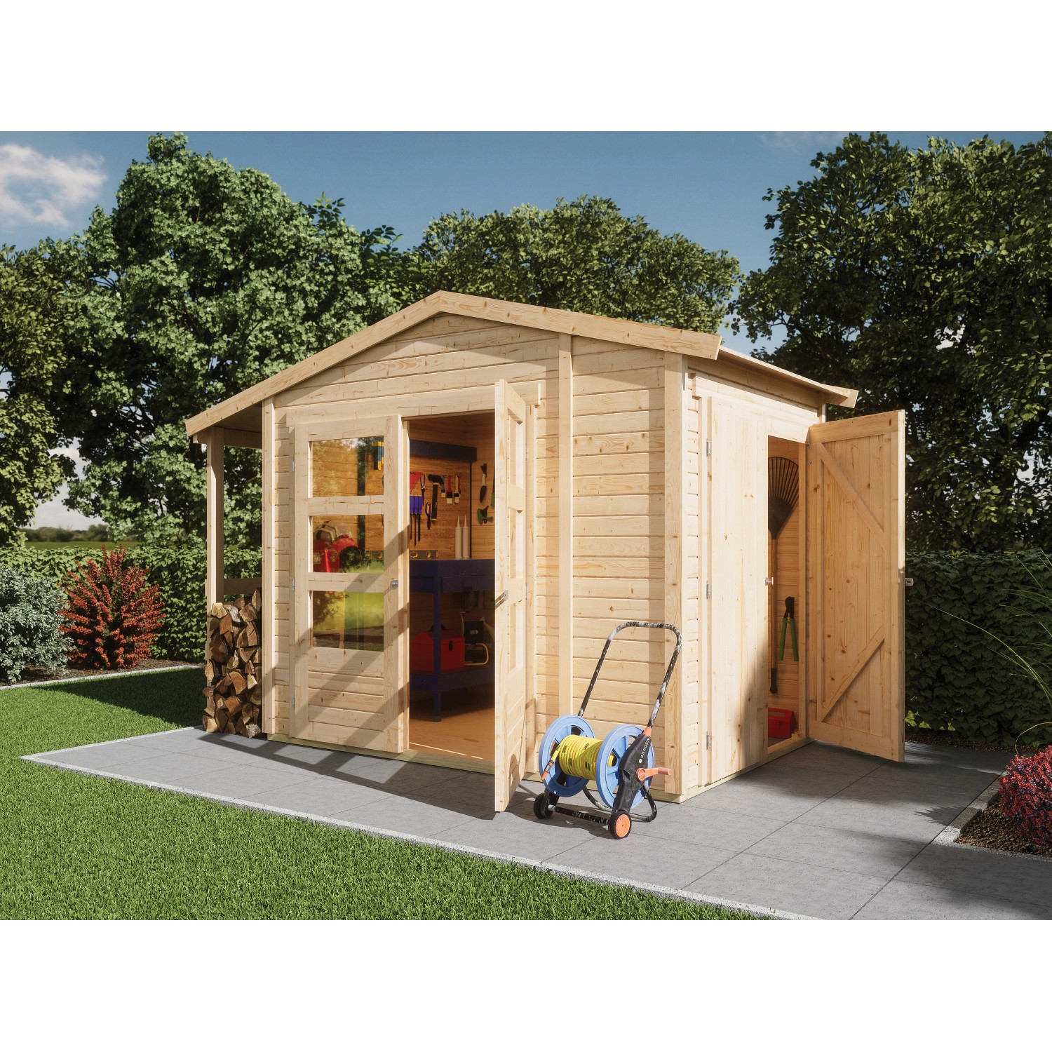 Karibu Gartenhaus Flexi 19 mm Satteldach Naturbelassen 4,42 m² günstig online kaufen