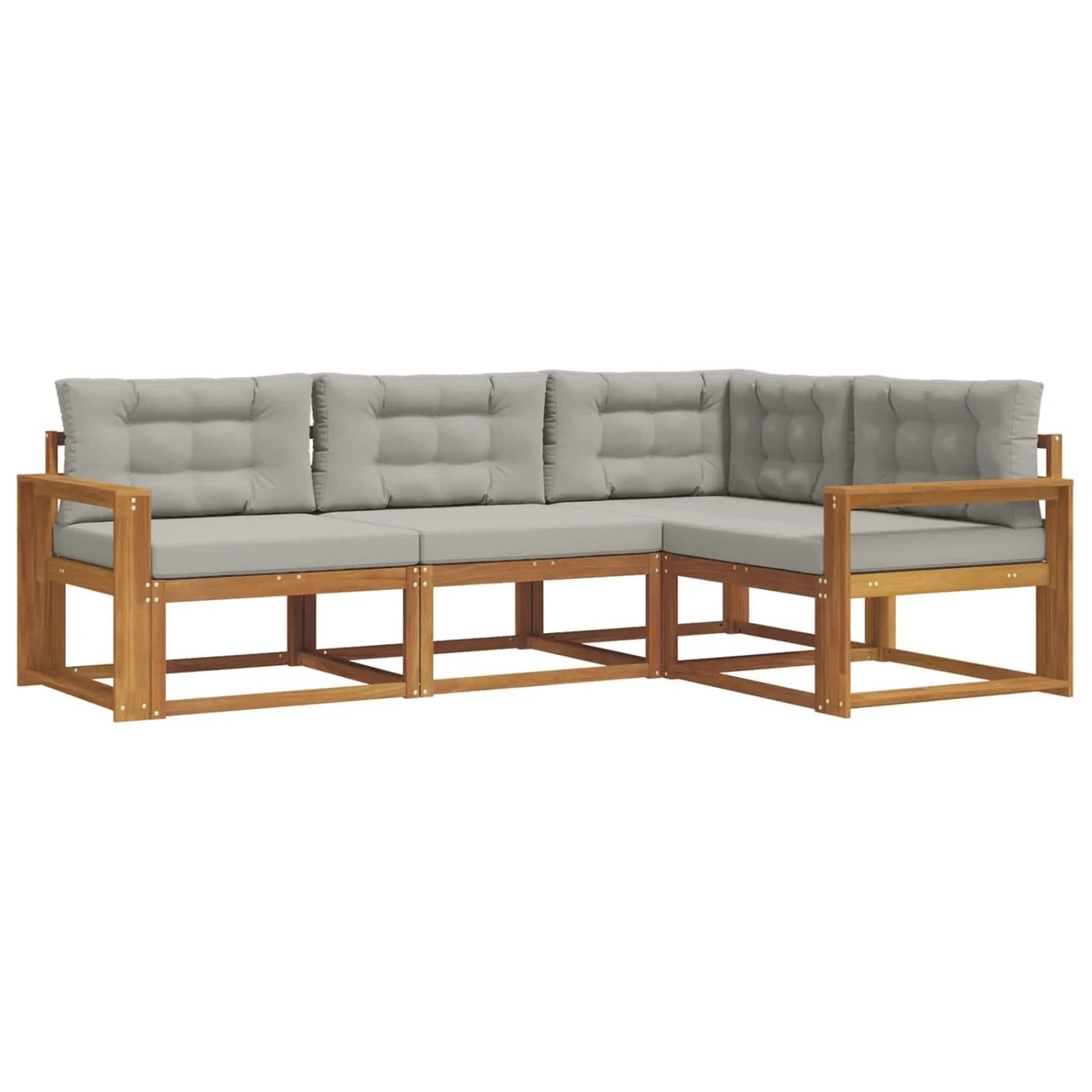 vidaXL Outdoor-Sofagarnitur mit Kissen 4-Tlg Natur und Hellgrau 3367514