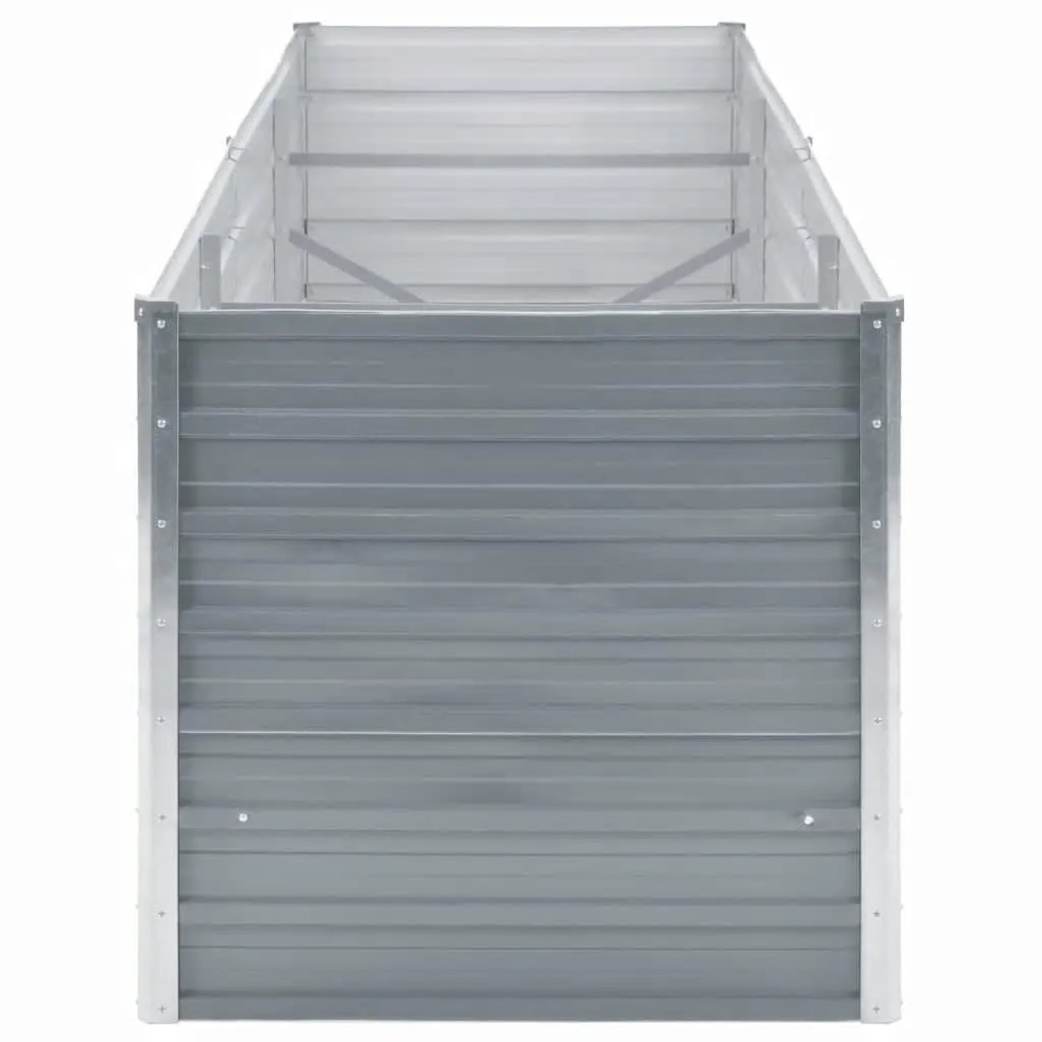 Graues vidaXL Garten-Hochbeet aus Stahl, 240x80x77 cm, ideal für Garten, Balkon oder Terrasse.