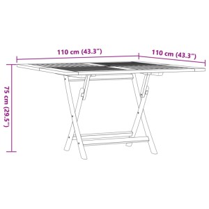 vidaXL Gartentisch, klappbar, 110x110 cm, Teak Massivholz. Ideal für Garten, Terrasse & Balkon.