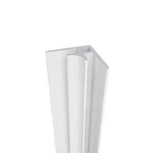 AICA Eckprofil, 210cm, matt weiß, Aluminium, für 3mm Aluverbundplatten als Duschrückwand.