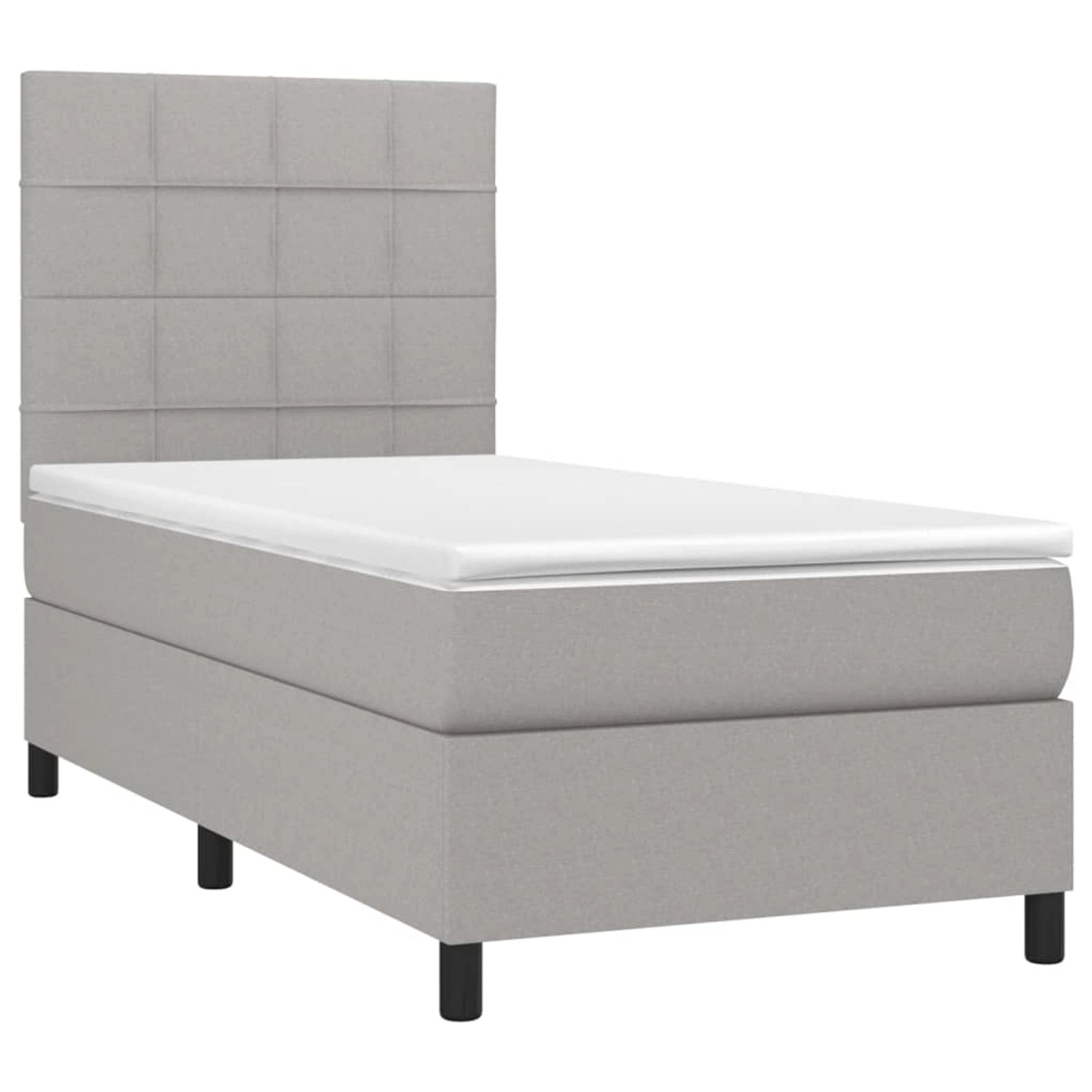 vidaXL Boxspringbett mit Matratze & LED Hellgrau 90x190 cm Stoff 3134837 günstig online kaufen