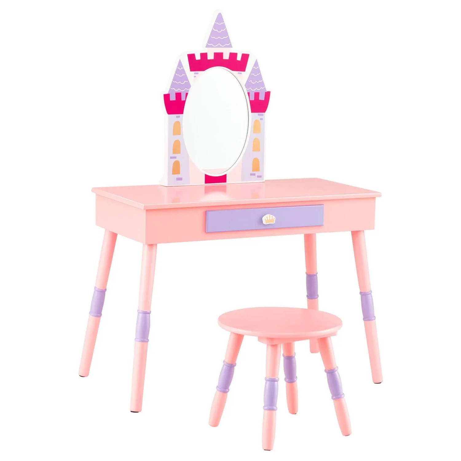 Costway 2 In 1 Kinder Schminktisch mit Wachstumslineal Rosa günstig online kaufen