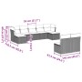 vidaXL 9-tlg. Garten-Sofagarnitur hellgrau mit Kissen, Poly Rattan. Gartenmöbel für Terrasse und Garten.